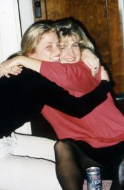 Two students hug, c.1991