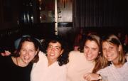 Girls smile at a restaurant, c.1994