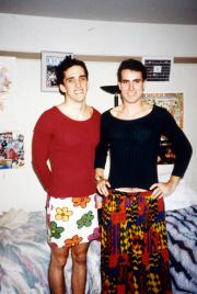 Two male students dress in women's clothes, c.1995