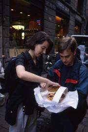 Students eat pastries, 1996