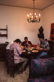Students eat dinner, 1996