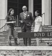 President Rubendall outside Spahr Library, c.1970