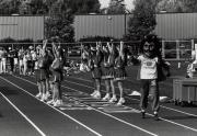 Cheerleaders and Red Devil at Homecoming, 1992