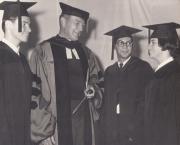President Rubendall with Students at Commencement, 1961