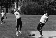 Softball player catches a ball, 1980