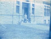 Mary M. and Anna M. Himes in front of Tome Scientific Building, c.1900