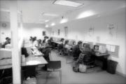 Students study in the HUB Micro Room, 1990