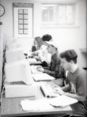 Students study in the HUB Micro Room, 1990