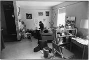 Student studying in dorm room, c.1980