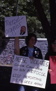 Protest against Edwin Meese, 1985