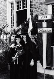 Two students at Commencement, 2001