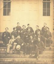 Class of 1865 outside West College, 1864