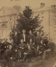 Class of 1867 outside West College, 1867