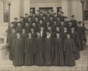 Class of 1908 outside Bosler Memorial Library, 1908