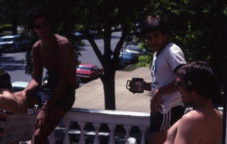 Friends on a balcony, c.1982