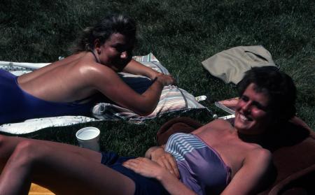 Friends sunbathe, c.1982