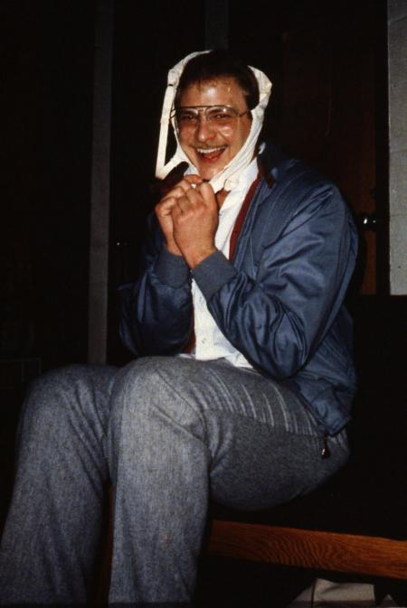 Student goofs off for the camera, c.1983