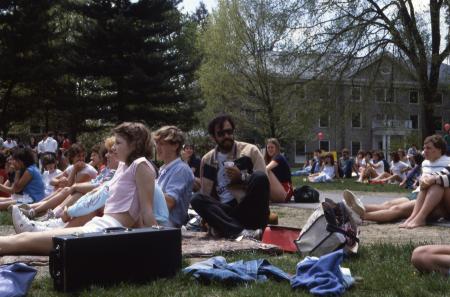 Campus gathering on Morgan field, c.1984