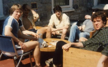 Students sit outside, c.1984
