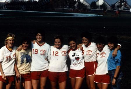 Women's soccer team after a game, c.1985