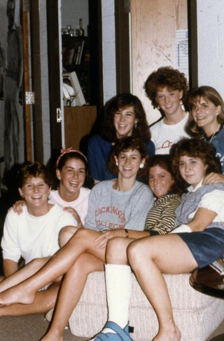 Friends in a dorm room, c.1985