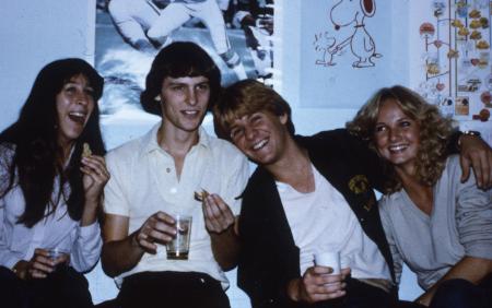Friends share candid laugh, c.1986