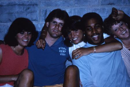 Friends embrace, c.1986