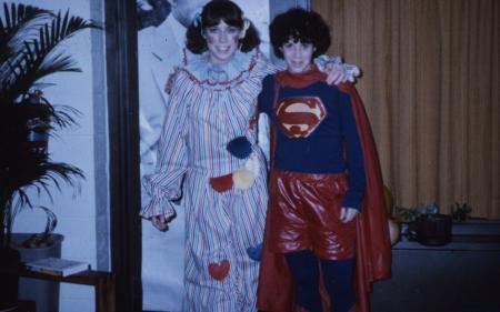 Two students show off costumes, c.1986