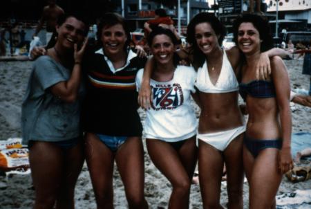 Beach-goers take a photo, c.1986