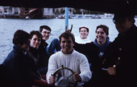 Friends smile for a group photo, c.1986