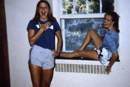 Friends laugh together, c.1986