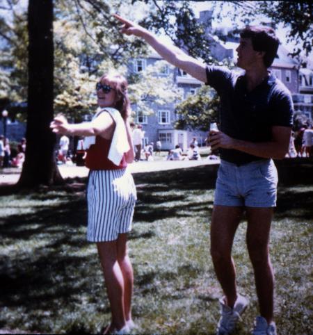 Friends dance outside, c.1986