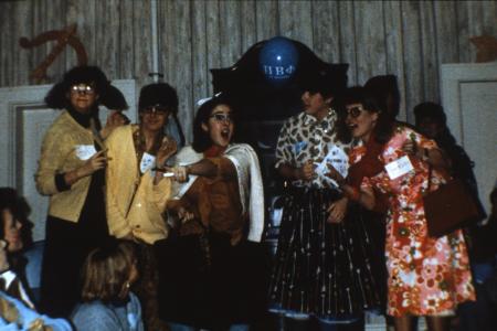 Pi Beta Phi sisters in costumes, c.1987