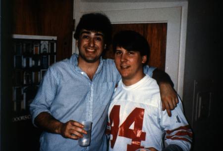 Friends smile for a photo, c.1987