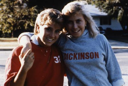 Two students outside, c.1987