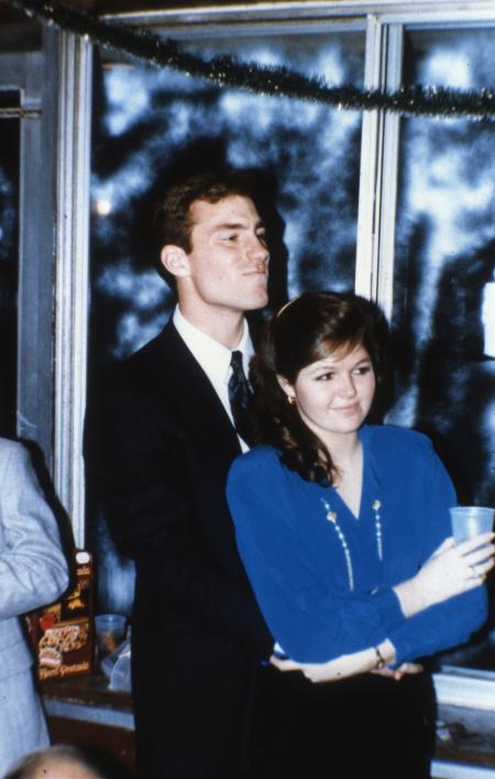 Two students in formal attire, c.1987