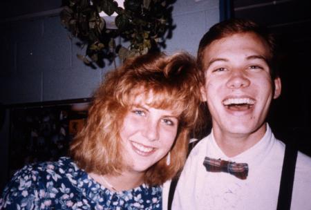 Two friends smile, c.1989