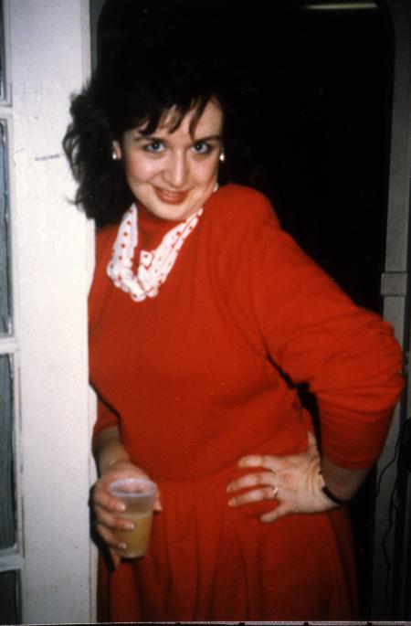 Student in red strikes a pose, c.1990