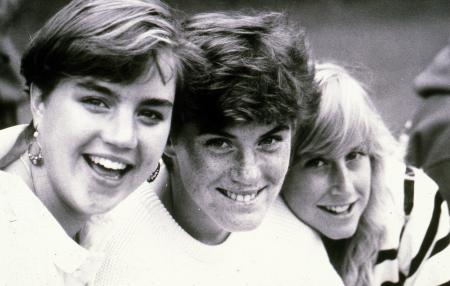 Three friends smile, c.1990