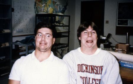 Two men make funny faces, c.1990