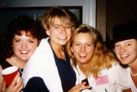 Four friends smile for the camera, c.1991