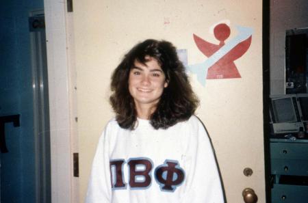 Pi Phi member in her room, c.1991