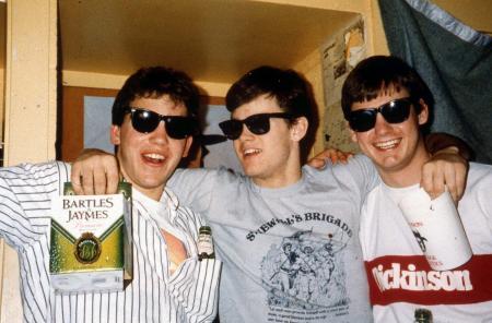 Three students wear sunglasses inside, c.1991