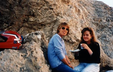 Two friends sit outside, c.1992