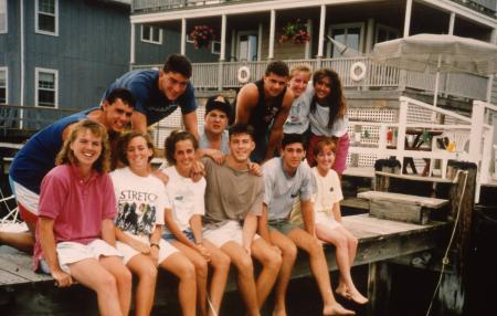 Group photo on a pier, c.1992
