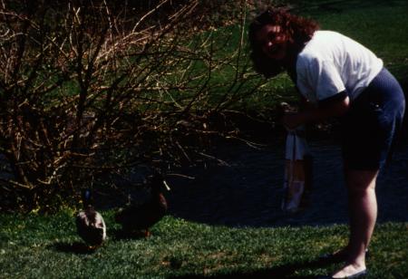 Feeding the ducks, c.1994 