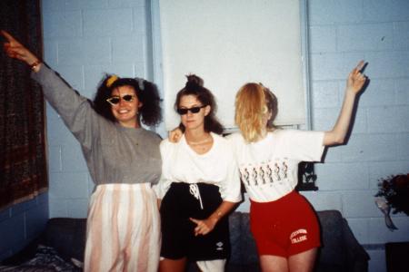 Three students show off their outfits, c.1995