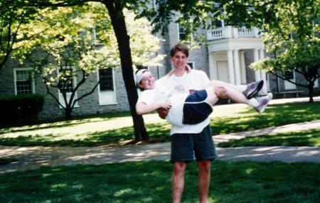 One student carries another, c.1995