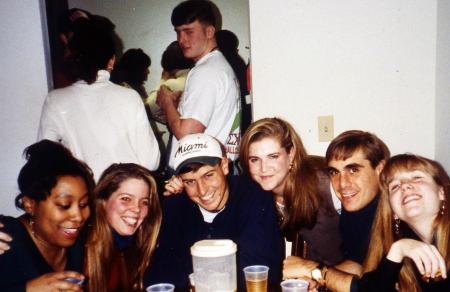 Friends attend a party, c.1995