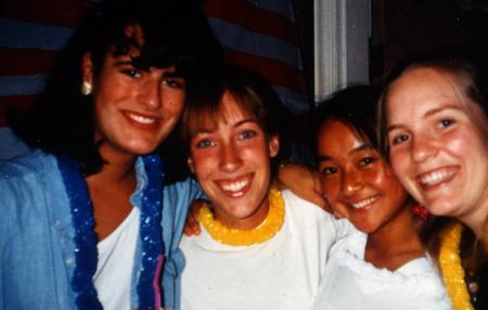 Four friends smile, c.1995
